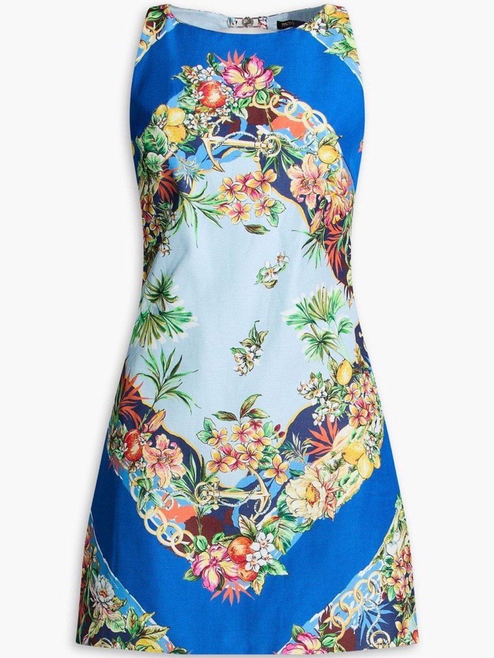 Maje Open Back Mini Dress in Blue - Picture 2 of 6
